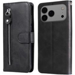 Mobigear Zipper iPhone 17 Pro Max Hoesje Bookcase Portemonnee - Zwart