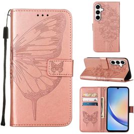 Mobigear Butterfly Samsung Galaxy A35 Hoesje Bookcase Portemonnee - Roségoud