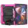 Mobigear SureGrip Xtreme iPad Pro 12.9 Inch (2021) Hoes Hard Kunststof,Siliconen Backcover + Stylus Houder + Schouderband + Standaard - Zwart / Roze