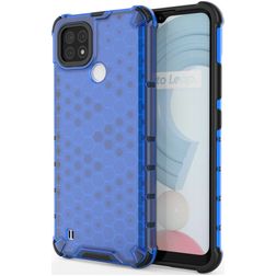 Mobigear Honeycomb Realme C21 Hoesje Hardcase Backcover Shockproof - Blauw