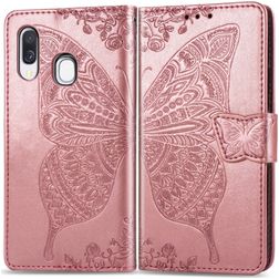 Mobigear Butterfly Samsung Galaxy A40 Hoesje Bookcase Portemonnee - Roségoud