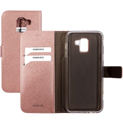 Mobiparts Saffiano Wallet Samsung Galaxy J6 (2018) Hoesje Bookcase Portemonnee - Roze