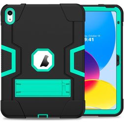 Mobigear ShieldStand iPad 10 (2022) Hoes Hard Kunststof,Siliconen Backcover + Standaard - Groen / Marineblauw