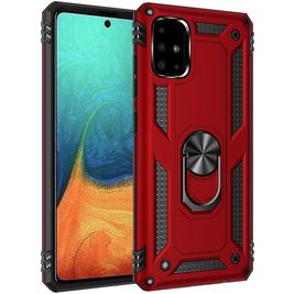Mobigear Armor Ring Samsung Galaxy A71 Hoesje Hardcase Backcover Shockproof met Ringhouder - Rood