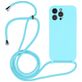 Mobigear Lanyard iPhone 14 Pro Siliconen Hoesje met koord - Blauw