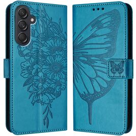 Mobigear Butterfly Samsung Galaxy M55 Hoesje Bookcase Portemonnee - Blauw