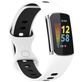 Mobigear Sport Dual Siliconen Fitbit Charge 5 Bandje Druksluiting - Wit / Blauw