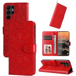 Mobigear Sunflower Samsung Galaxy S23 Ultra Hoesje Bookcase Portemonnee - Rood