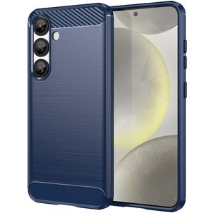 Mobigear Brushed Slim Samsung Galaxy S25 Hoesje Flexibel TPU Backcover - Blauw