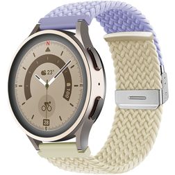 Mobigear Braided Dual Nylon Smartwatch Bandje Klemsluiting - Universeel 20 mm aansluiting - Paars / Sterrenlicht