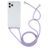 Mobigear Lanyard iPhone 12 Pro Max Flexibel TPU Hoesje met koord - Transparant / Blauw / Paars