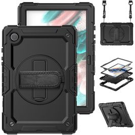Mobigear SureGrip Xtreme Samsung Galaxy Tab A8 10.5 (2021) Hoes Hard Kunststof,Siliconen Backcover + Schouderband + Standaard - Zwart