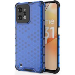 Mobigear Honeycomb Realme C31 Hoesje Hardcase Backcover Shockproof - Blauw