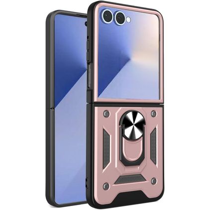 Mobigear Armor Ring Samsung Galaxy Z Flip 7 Hoesje Hardcase Backcover Shockproof met Ringhouder - Roségoud