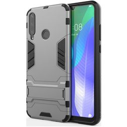 Mobigear Armor Stand Huawei Y6p Hoesje Hardcase Backcover Shockproof met Standaard - Grijs