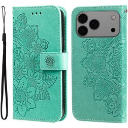 Mobigear Flowers iPhone 17 Pro Max Hoesje Bookcase Portemonnee - Groen