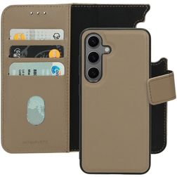 Mobiparts Samsung Galaxy S24 MagSafe Hoesje Echt Leer Uitneembare 2in1 Bookcase Portemonnee - Taupe