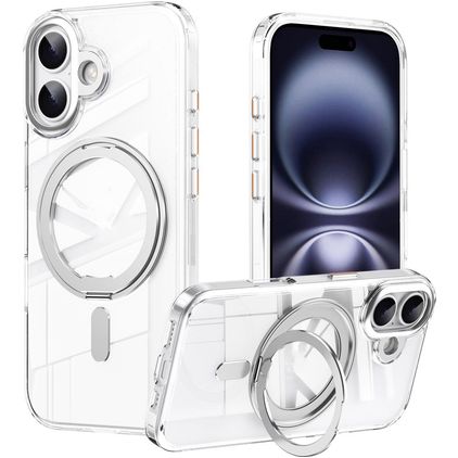 Mobigear Frosted Mag iPhone 17 MagSafe Hoesje Hardcase Backcover met Standaard - Zilver