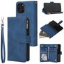 Mobigear Zipper iPhone 12 Hoesje Bookcase Portemonnee - Blauw