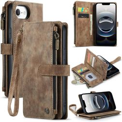 CaseMe C30 iPhone 16e Hoesje Bookcase Portemonnee - Bruin