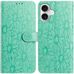 Mobigear Flowers iPhone 17 Hoesje Bookcase Portemonnee - Groen