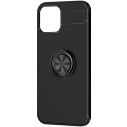 Mobigear Armor Ring iPhone 12 Pro Max Hoesje Flexibel TPU Backcover Shockproof met Ringhouder - Zwart