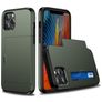 Mobigear Card iPhone 12 Mini Hoesje Hardcase Backcover Shockproof met Pasjeshouder - Legergroen