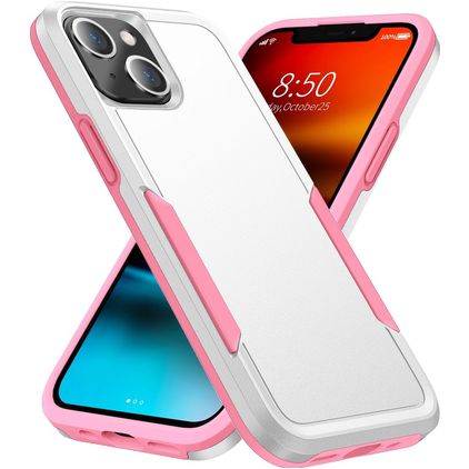 Mobigear Heavy Armor iPhone 14 Hoesje Hardcase Backcover Shockproof - Wit / Roze