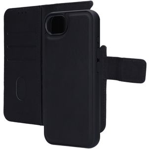 Mobiparts iPhone 16e Hoesje Echt Leer Uitneembare 2in1 Bookcase Portemonnee - Zwart