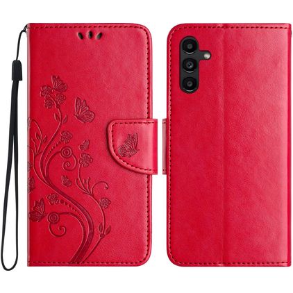 Mobigear Flowers Samsung Galaxy A36 Hoesje Bookcase Portemonnee - Rood