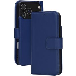 Mobiparts Wallet iPhone 17 Pro Max MagSafe Hoesje Echt Leer Bookcase Portemonnee - Blauw
