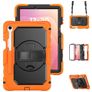 Mobigear SureGrip XGuard Samsung Galaxy Tab S11 Hoes Hard Kunststof,Siliconen Backcover + Stylus Houder + Schouderband + Standaard - Oranje