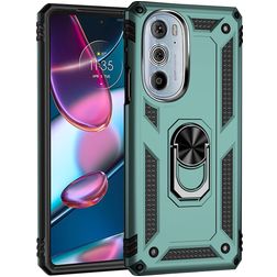 Mobigear Armor Ring Motorola Edge 30 Pro Hoesje Hardcase Backcover Shockproof met Ringhouder - Groen