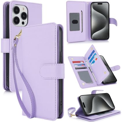 Mobigear Wallet iPhone 15 Pro Hoesje Bookcase Portemonnee - Paars