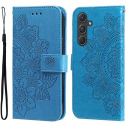Mobigear Flowers Samsung Galaxy A55 Hoesje Bookcase Portemonnee - Blauw