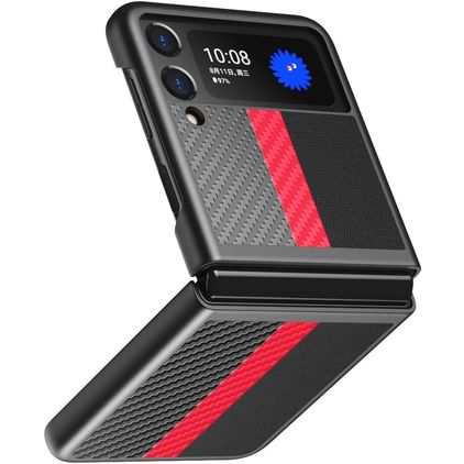 Mobigear Racing Samsung Galaxy Z Flip 3 Hoesje Hardcase Backcover - Zwart / Rood