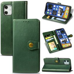 Mobigear Snap Button iPhone 12 Pro Hoesje Bookcase Portemonnee - Groen