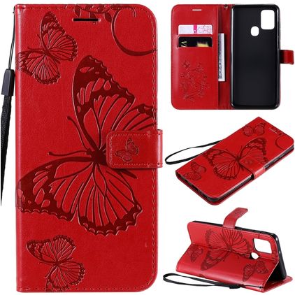 Mobigear Butterfly Samsung Galaxy A21s Hoesje Bookcase Portemonnee - Rood