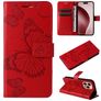 Mobigear Butterfly iPhone 16 Pro Hoesje Bookcase Portemonnee - Rood