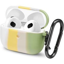 Mobigear Colors Apple AirPods 3 Hoesje Flexibel Siliconen - Wit / Groen / Geel