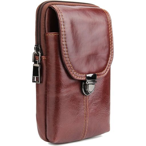 Mobigear Broekriemhoesje (max 17 cm x 10,5 cm) - Riemtasje - Holster - Bruin
