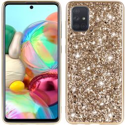 Mobigear Glitter Samsung Galaxy A73 Hoesje Hardcase Backcover - Goud