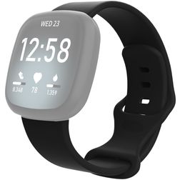 Mobigear Sport Dual Siliconen Fitbit Versa 3 Bandje Druksluiting - Zwart