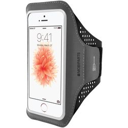 Mobiparts Comfort Fit Telefoonhouder Hardlopen iPhone SE (2016) Sport Hoesje Neopreen Sportarmband - Zwart