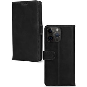 Mobilize Wallet iPhone 14 Pro Max Hoesje Echt Leer Bookcase Portemonnee - Zwart