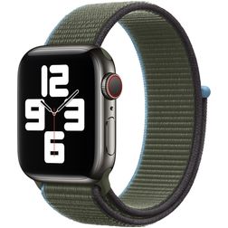 Mobigear Woven Nylon Apple Watch Bandje Klittenbandsluiting - 42/41/40/38 mm - Olijfgroen
