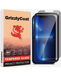 GrizzlyCoat Easy Fit AntiSpy iPhone 14 Plus Glazen Screenprotector Privacy - Case Friendly + Installatie Frame