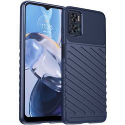 Mobigear Groove Motorola Moto E22 Hoesje Flexibel TPU Backcover - Blauw