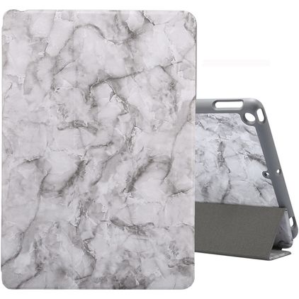Mobigear Tri-Fold Marble iPad 9 (2021) Hoes Bookcase + Stylus Houder - Grijs
