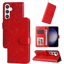 Mobigear Sunflower Samsung Galaxy S24 Hoesje Bookcase Portemonnee - Rood